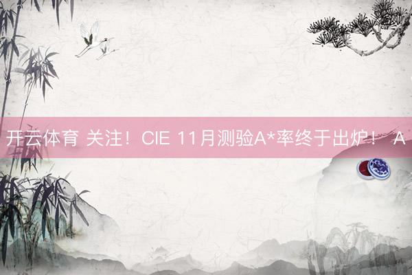 开云体育 关注!CIE 11月测验A*率终于出炉! A