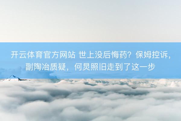 开云体育官方网站 世上没后悔药？保姆控诉，副陶冶质疑，何炅照旧走到了这一步