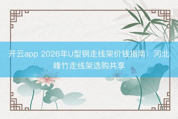 开云app 2026年U型钢走线架价钱指南:河北峰竹走线架选购共享