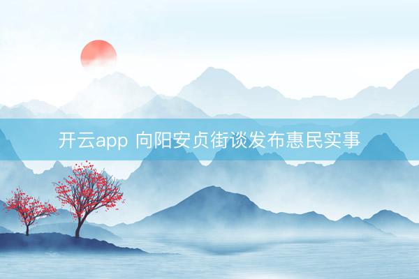 开云app 向阳安贞街谈发布惠民实事