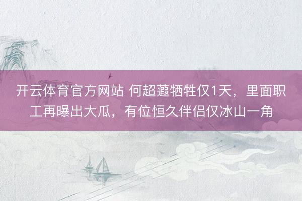 开云体育官方网站 何超蕸牺牲仅1天，里面职工再曝出大瓜，有位恒久伴侣仅冰山一角