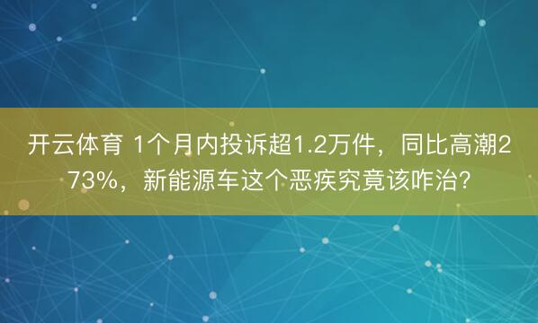 开云体育 1个月内投诉超1.2万件，同比高潮273%，新能源车这个恶疾究竟该咋治？