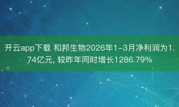 开云app下载 和邦生物2026年1-3月净利润为1.74亿元， 较昨年同时增长1286.79%