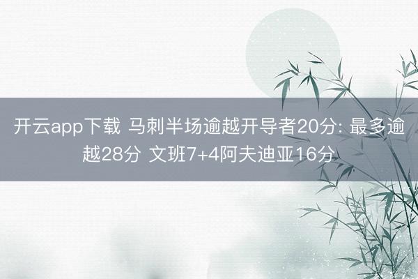 开云app下载 马刺半场逾越开导者20分: 最多逾越28分 文班7+4阿夫迪亚16分