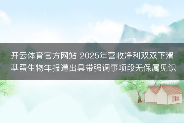 开云体育官方网站 2025年营收净利双双下滑 基蛋生物年报遭出具带强调事项段无保属见识