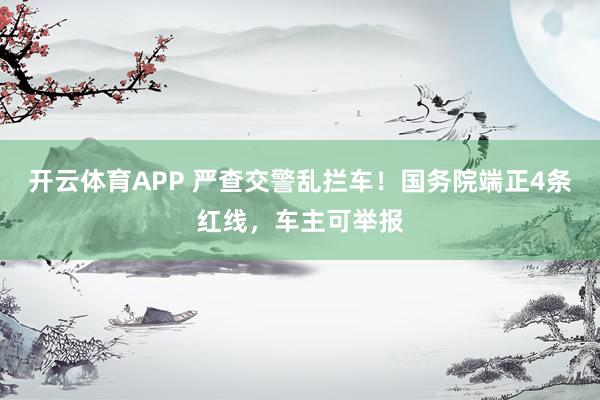 开云体育APP 严查交警乱拦车！国务院端正4条红线，车主可举报
