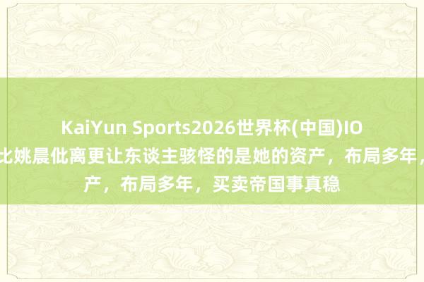 KaiYun Sports2026世界杯(中国)IOS/安卓官方下载 比姚晨仳离更让东谈主骇怪的是她的资产，布局多年，买卖帝国事真稳