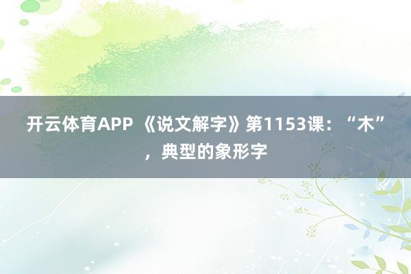开云体育APP 《说文解字》第1153课：“木”，典型的象形字