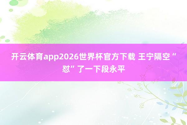 开云体育app2026世界杯官方下载 王宁隔空“怼”了一下段永平