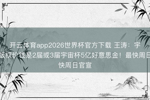 开云体育app2026世界杯官方下载 王涛：宇宙杯版权价钱是2届或3届宇宙杯5亿好意思金！最快周日官宣