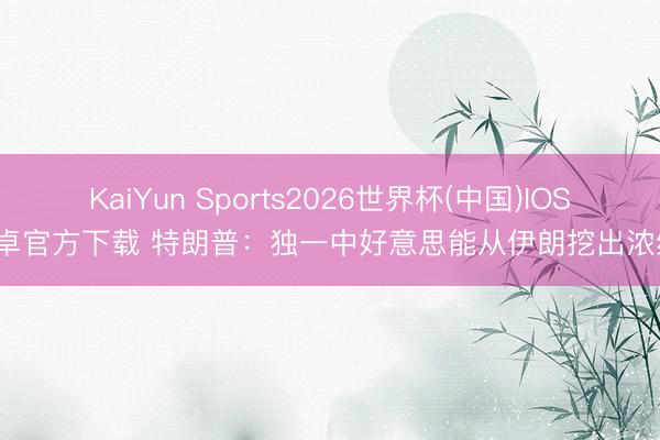 KaiYun Sports2026世界杯(中国)IOS/安卓官方下载 特朗普：独一中好意思能从伊朗挖出浓缩铀