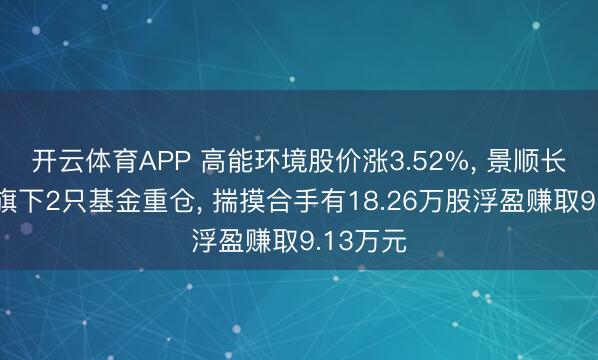 开云体育APP 高能环境股价涨3.52%， 景顺长城基金旗下2只基金重仓， 揣摸合手有18.26万股浮盈赚取9.13万元