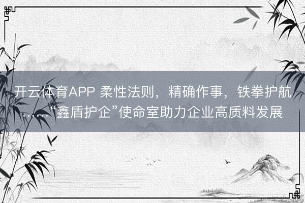 开云体育APP 柔性法则，精确作事，铁拳护航……“鑫盾护企”使命室助力企业高质料发展