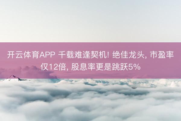 开云体育APP 千载难逢契机! 绝佳龙头， 市盈率仅12倍， 股息率更是跳跃5%